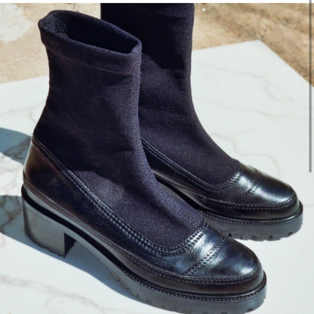 Rare Nicole Saldana sock boots size 8.5W genuine leather